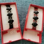 Pulsera Shungita rombos color rojo o negro.